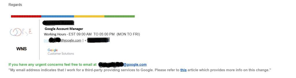 Google Ads Support message part 2